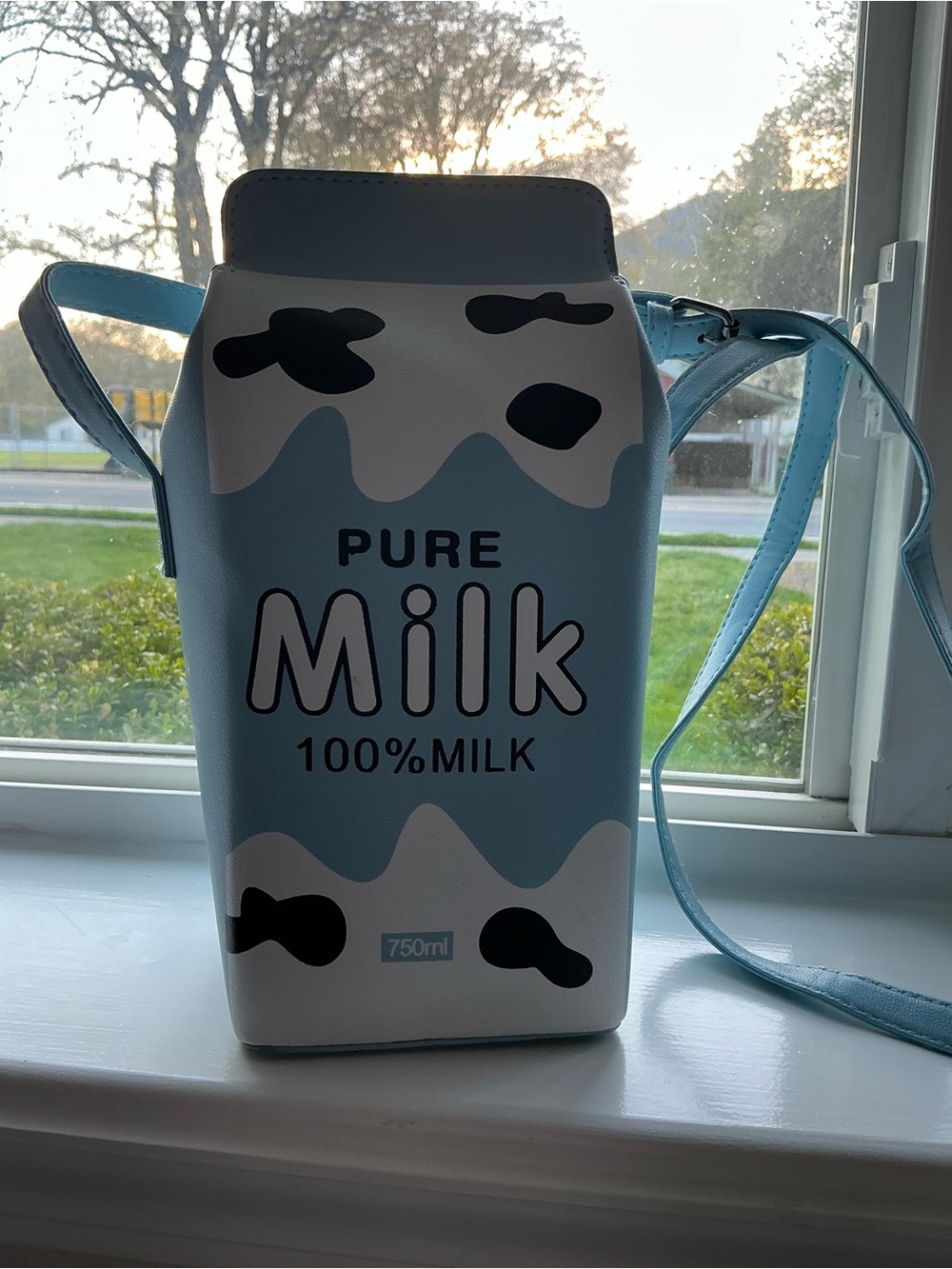 Milk Carton Blue Cow Print Crossbody purse